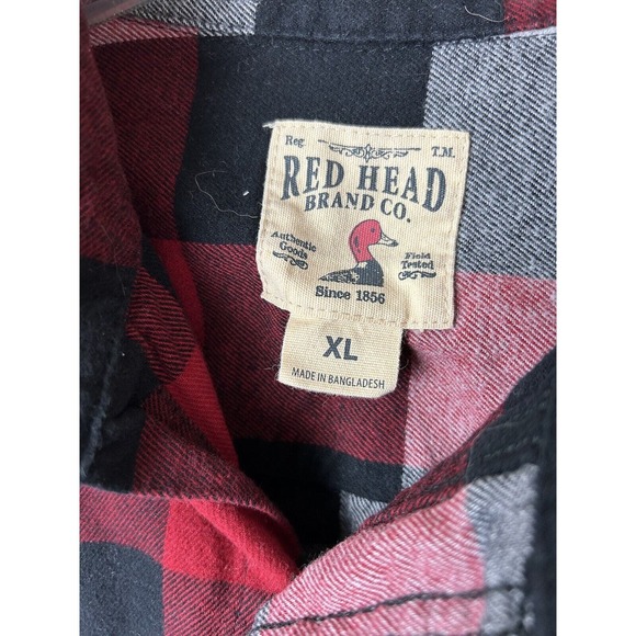 Men’s Red Head Brand Co. XL/TG Red/Blk./Gray Flannel Button Up Long Sleeve Shirt - Picture 2 of 6